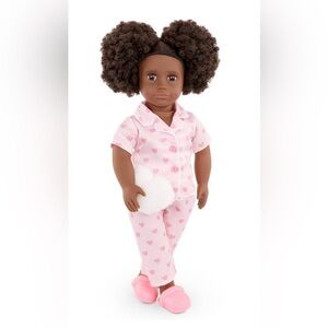 Our Generation Tanisha 18” slumber party doll with matching pink heart pj’s